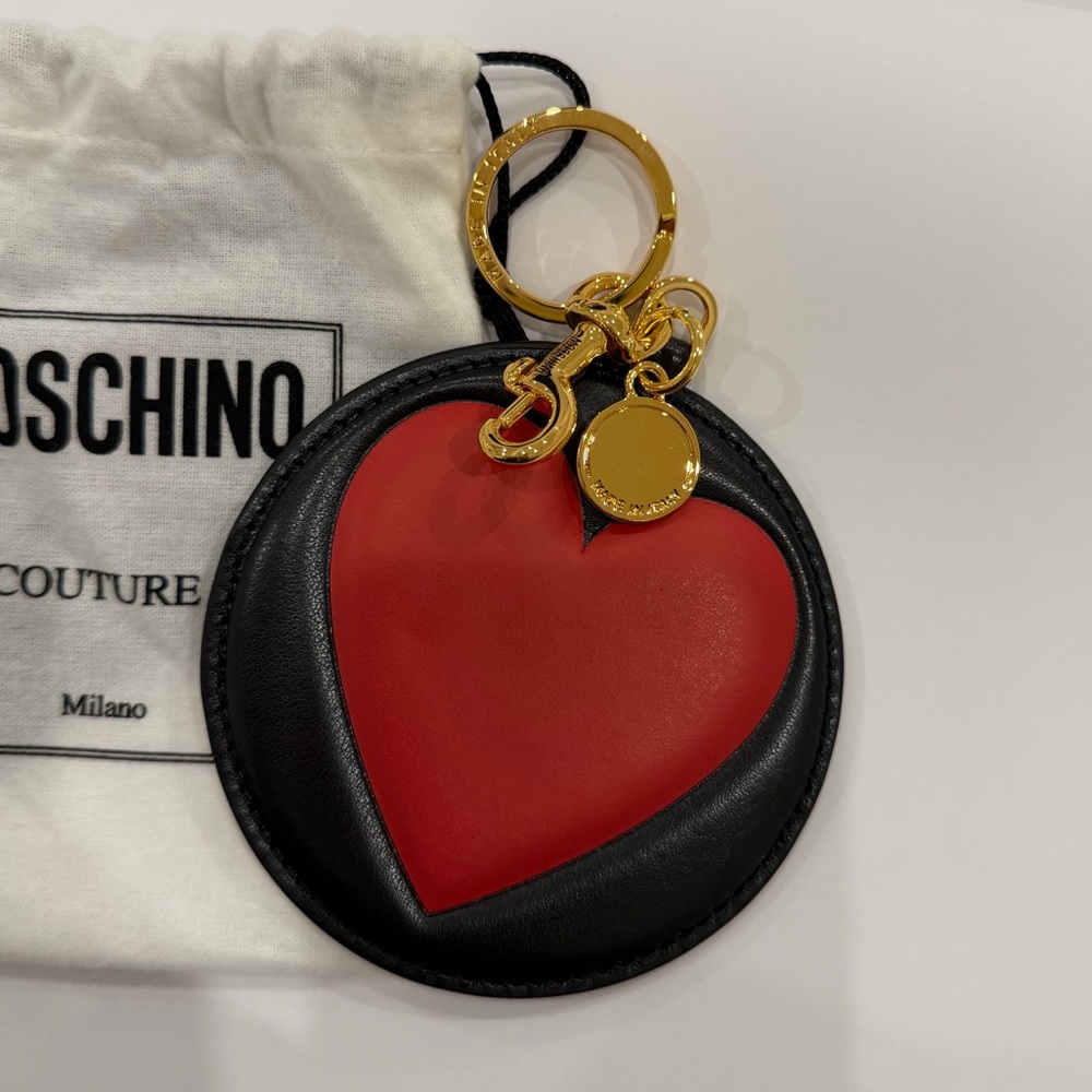 Moschino Red and Black Heart Keychain with Gold Accents - Picture 2 of 3